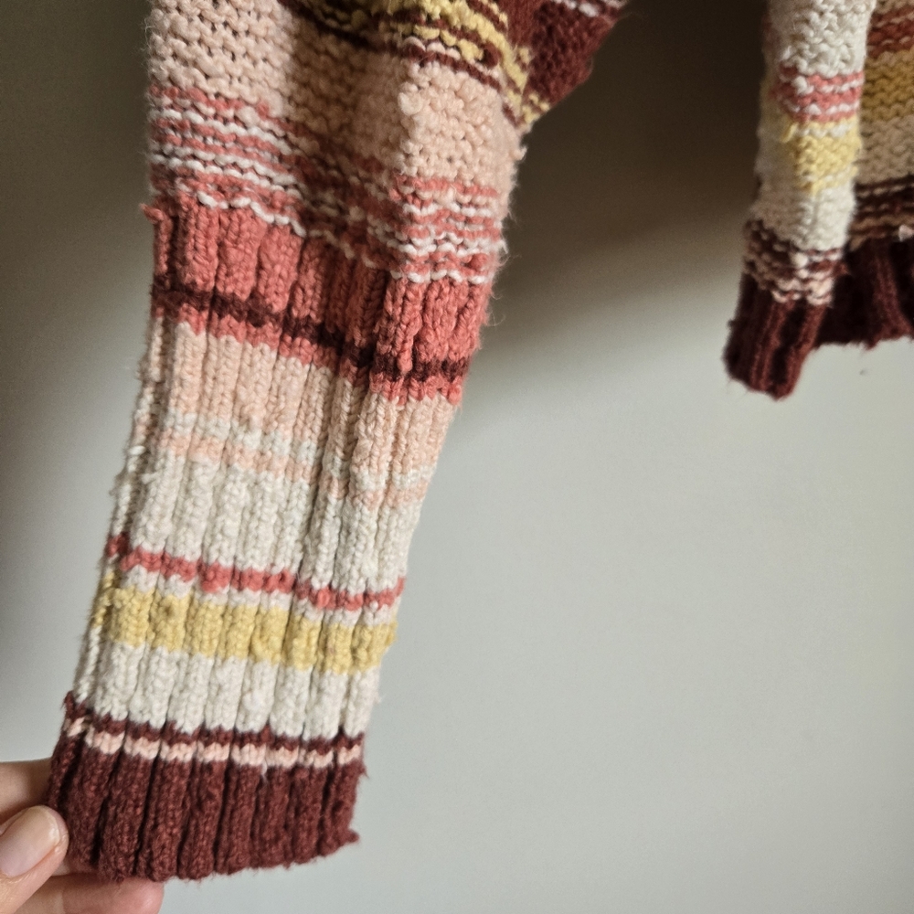 Billabong M Medium Easy Going Stripe Sweater Rose Oversized Drop Sleeve Yellow - Picture 5 of 11